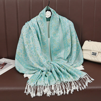 Light-luxury Jacquard Cashew Tassel Fashion Shawl