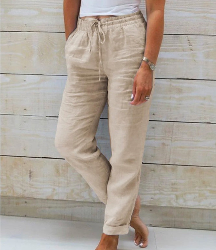 Pantalon en lin à cordon de serrage