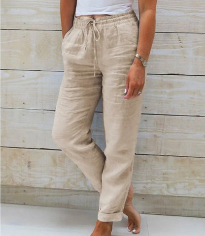 Pantalon en lin à cordon de serrage