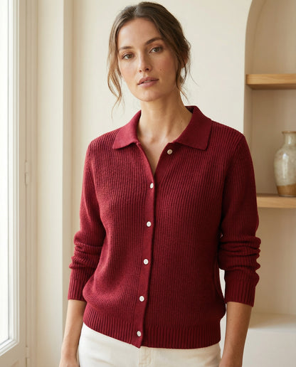 Chemise maille texturée boutonnée