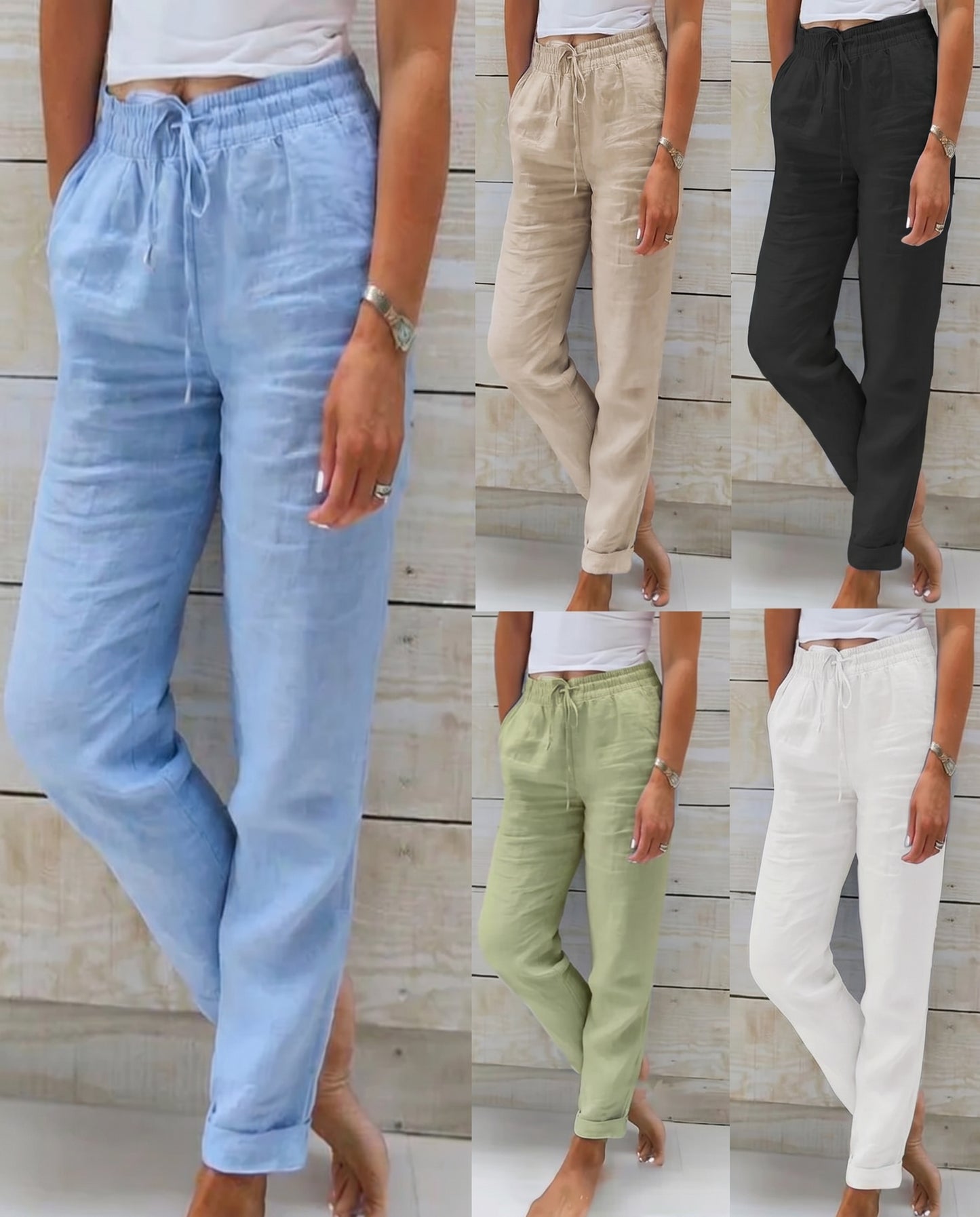 Pantalon en lin à cordon de serrage