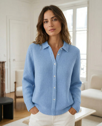 Chemise maille texturée boutonnée