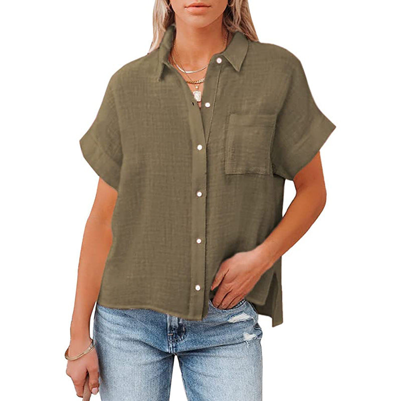 Chemise femme poudré à manches courtes