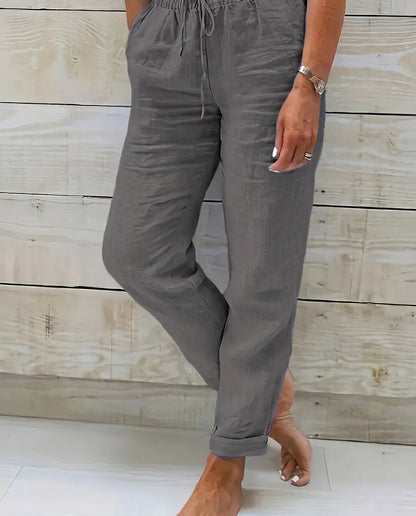 Pantalon en lin à cordon de serrage