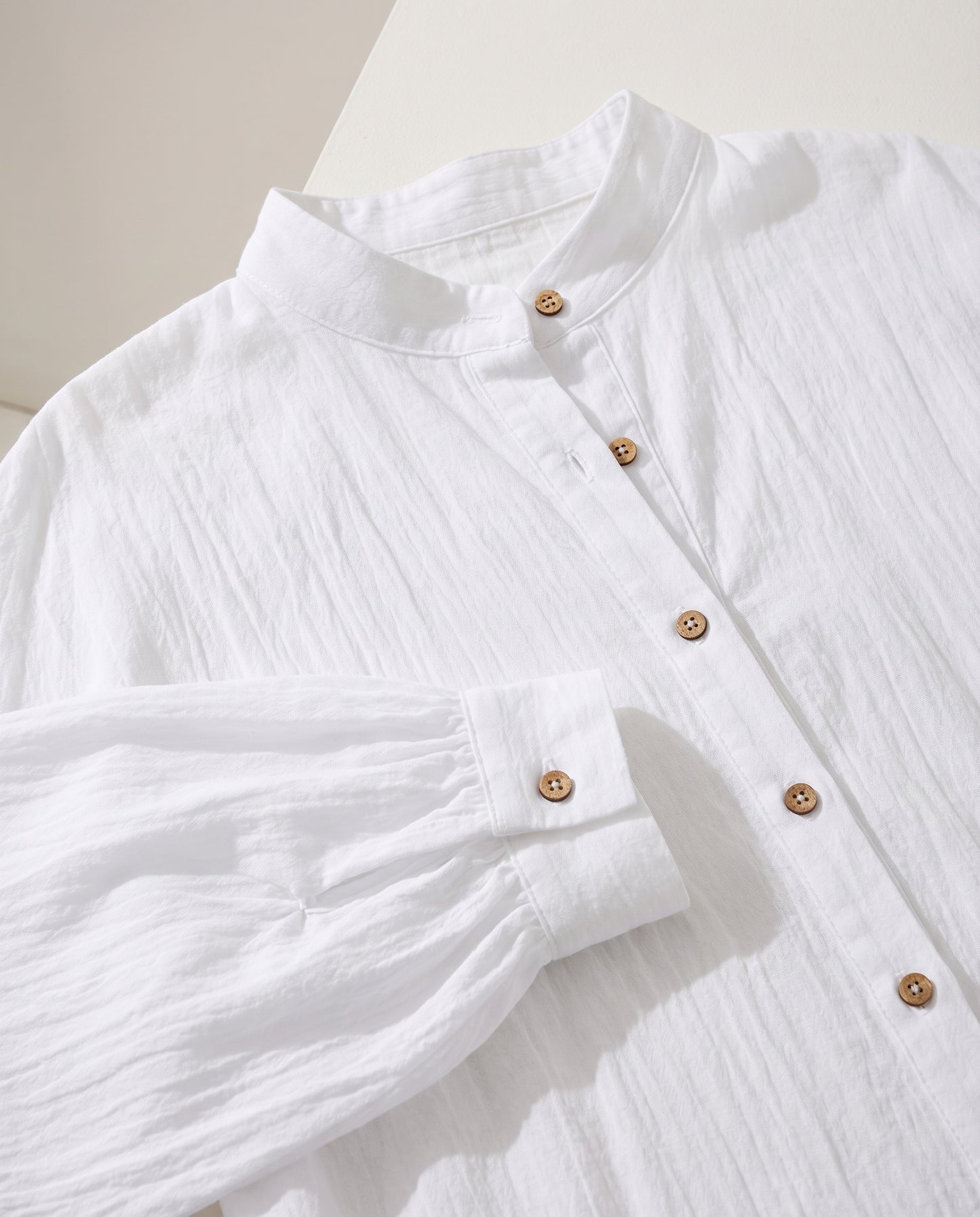 Chemise à manches longues en coton et lin