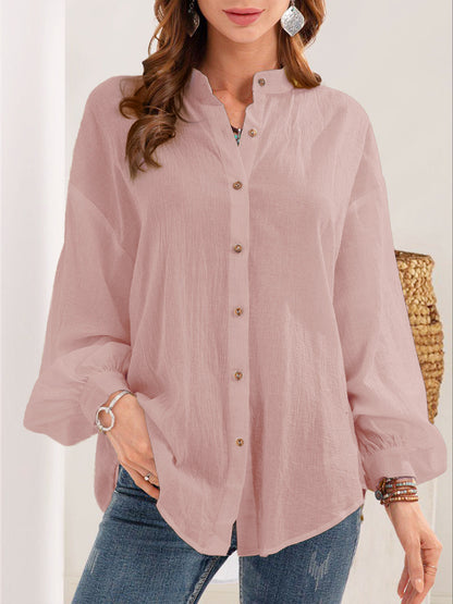 Chemise à manches longues en coton et lin