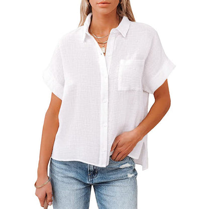 Chemise femme poudré à manches courtes