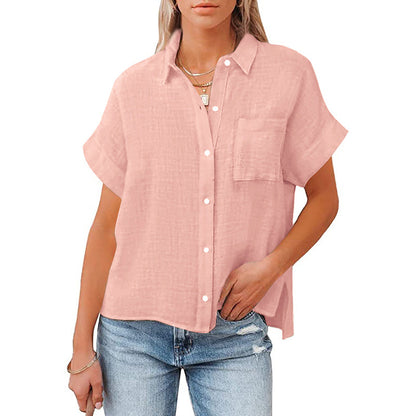 Chemise femme poudré à manches courtes