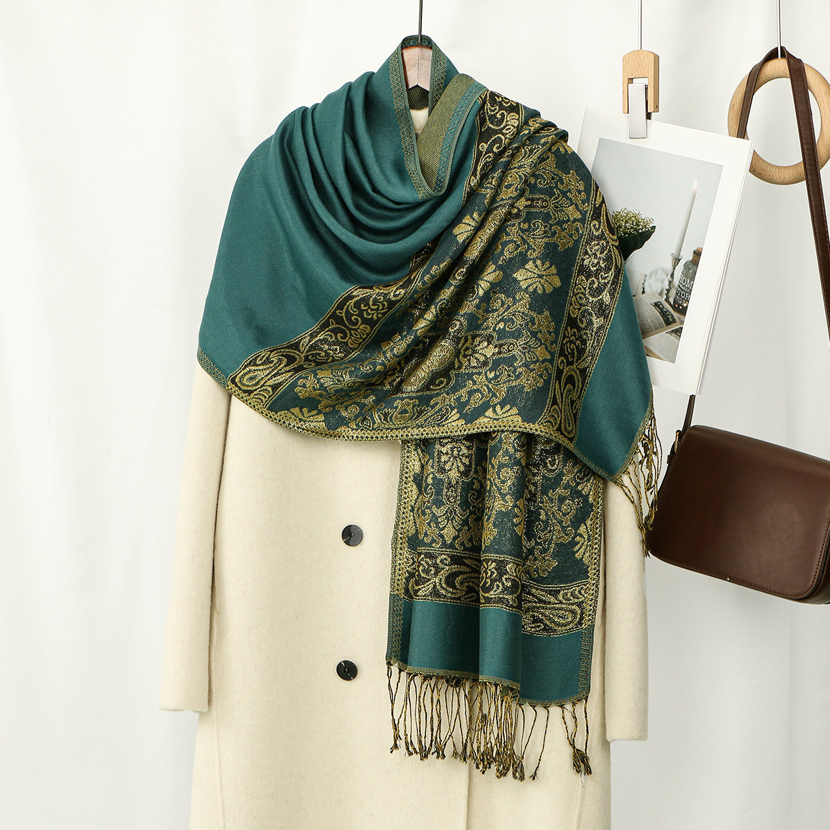 Châle oversize vert émeraude