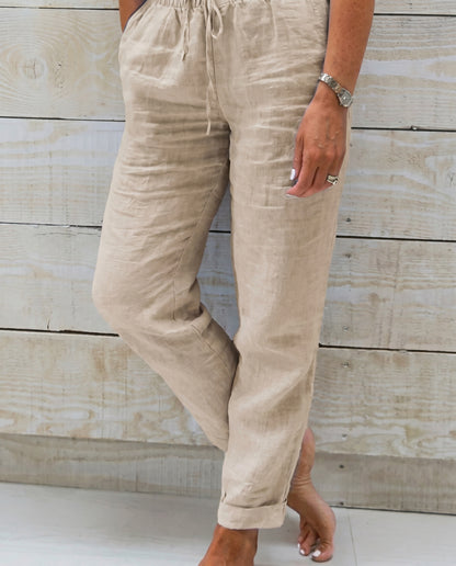 Pantalon en lin à cordon de serrage