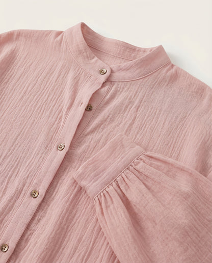 Chemise à manches longues en coton et lin