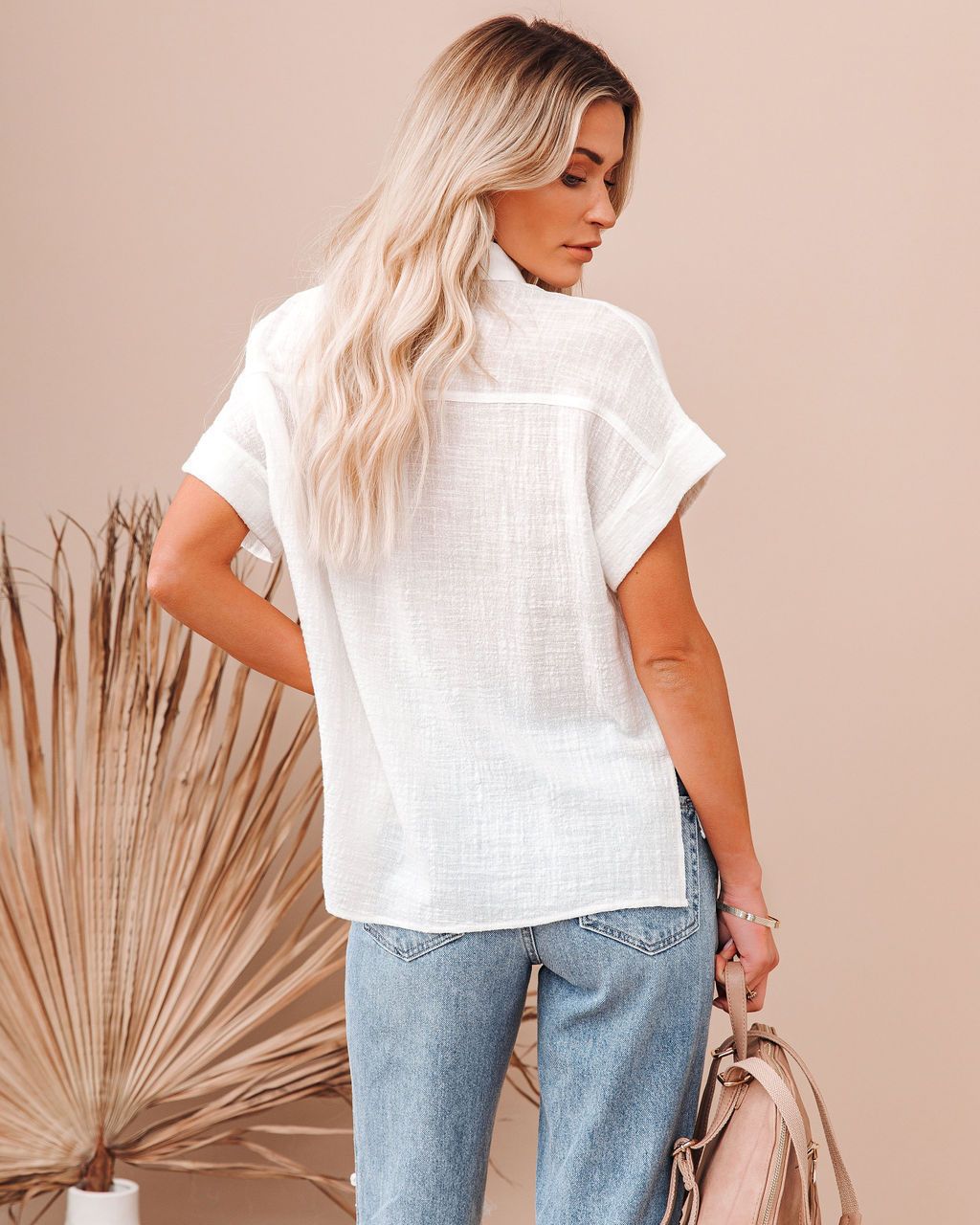 Chemise femme poudré à manches courtes