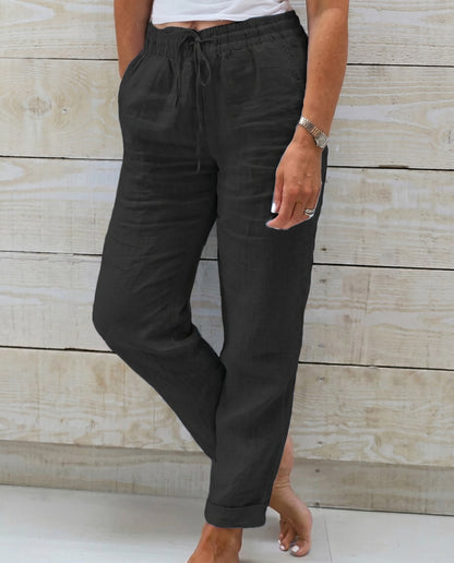 Pantalon en lin à cordon de serrage