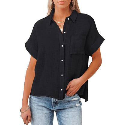 Chemise femme poudré à manches courtes