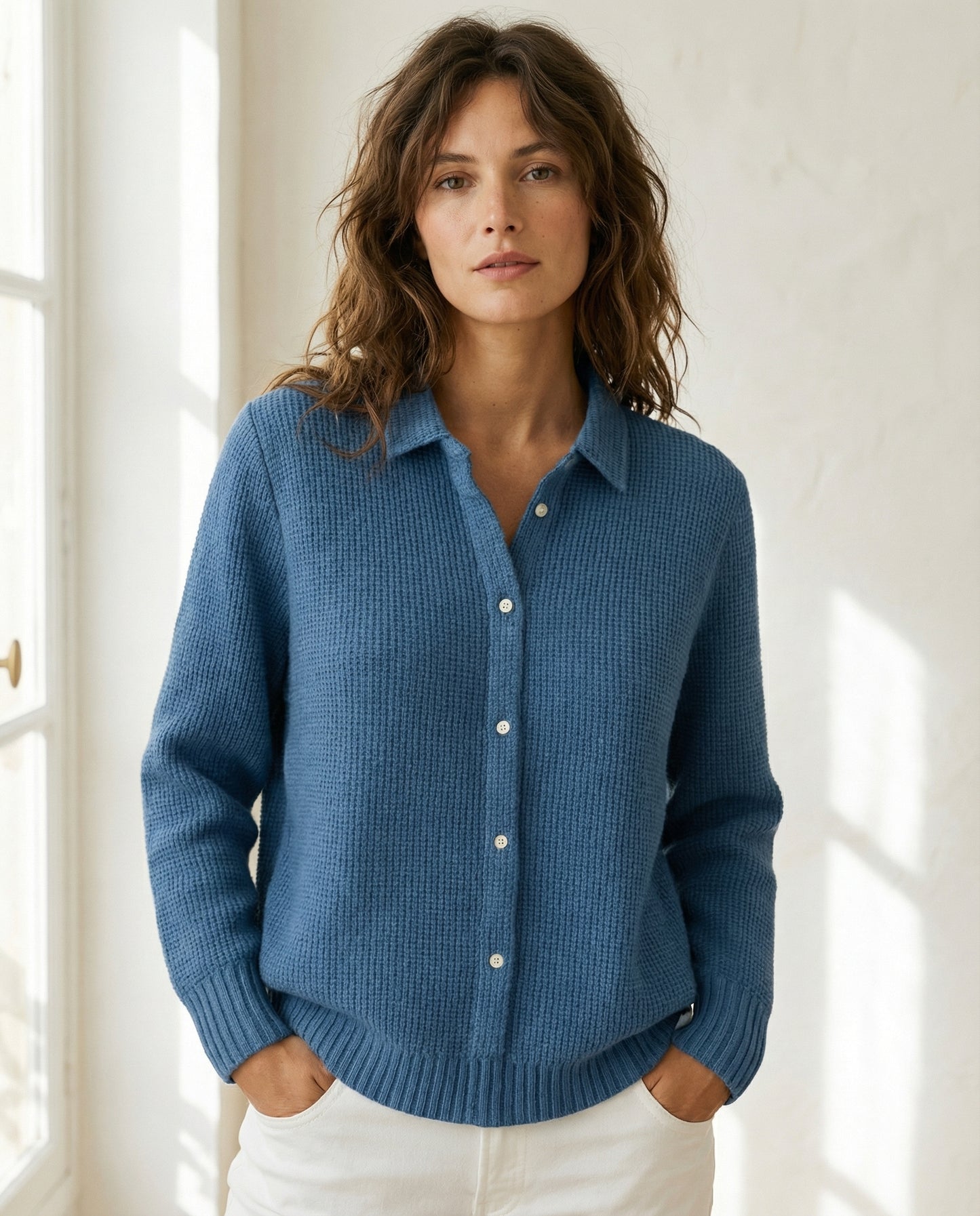 Chemise maille texturée boutonnée