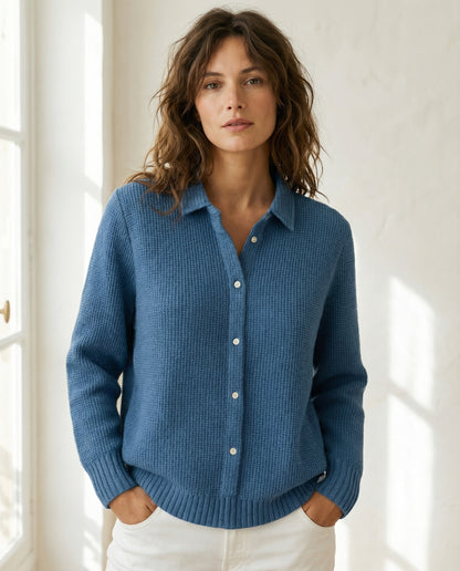 Chemise maille texturée boutonnée