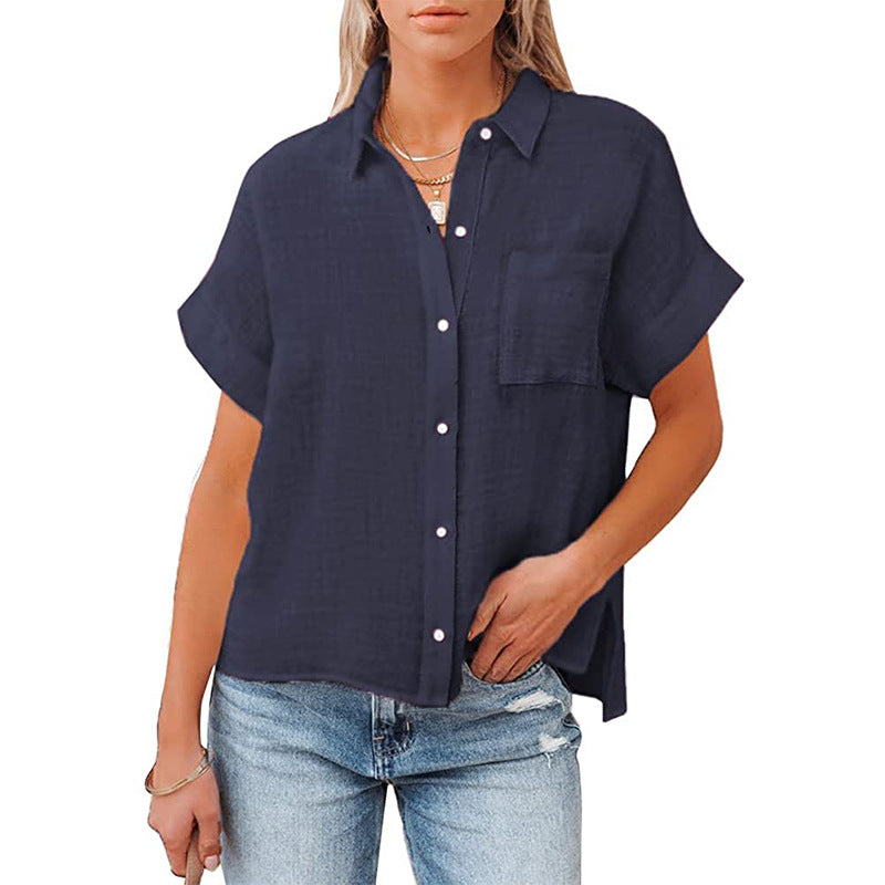 Chemise femme poudré à manches courtes